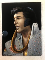 Elvis Presley The king black velvet original oil painting handpainted signed art