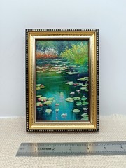 Water Lilies Original Oil Painting 4×6 Framed Signed Pond Landscape Monet Art