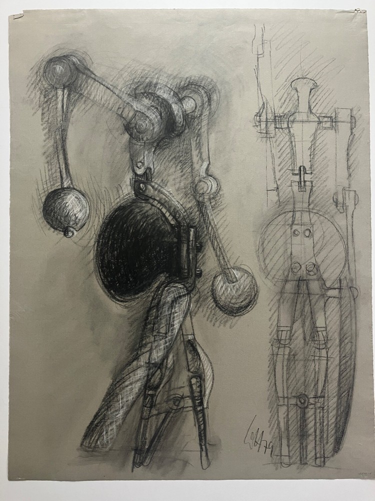 “Kinetics”, Wulfried Hengstenberg, 1979, Charcoal/Pastel, 48×62 cm