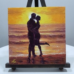 Ukraine Artist Twilight Romance Duet Original Oil Painting Gift Wall Art Decor