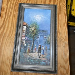 Caroline Burnett Oil Painting Paris Arc de Triomphe Signed Framed ~ 30×17 „