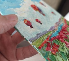 Original Oil Painting on Panel 6x6in Hot Air Colorful Balloons Impasto Artwork