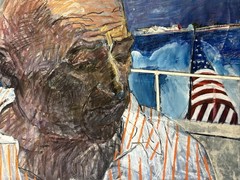 MID CENTURY PAINTING EXPRESSIONIST MODERNIST PORTRAIT MORTON DIAMONDSTEIN FAMOUS