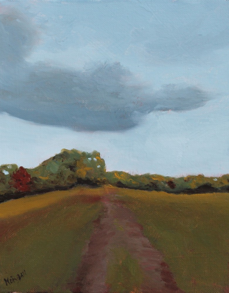 Sunlit Fields Landscape Painting – Country Path, Autumn Trees & Nature Wall Art