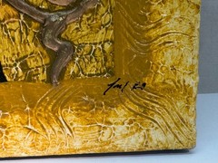 LUING TAINO STYLE 3D RAISED IMPASTO ABSTRACT PAINTING QUADRANT 4 SECTION SYMBOLS