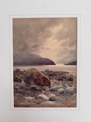 JOHN BARLOW WOOD 1862-1949 LARGE SIGNED WATERCOLOUR NAUTICAL COASTAL SCENE