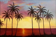 Quality Hand Painted Oil Painting Pacific Coast Sunset 24x36in