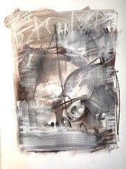 Original Expressionism Abstract 9×12 Paper Neutral Handmade Signed Fine Art