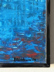 VINTAGE MODERN ABSTRACT EXPRESSIONIST OIL PAINTING OLD BLACKBURN 1974