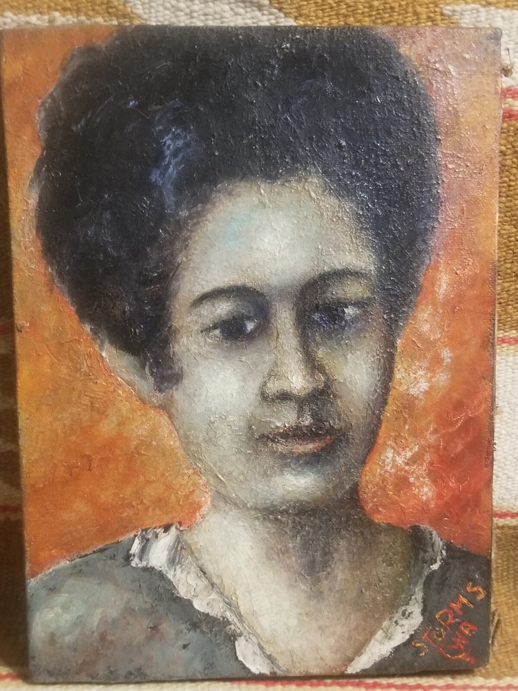 BEAUTIFUL 1880s-1900 O/C PAINTING AFRICAN AMERICAN BLACK PORTRAIT STORMS CWA