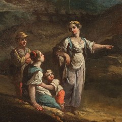 Antique Painting Landscape with Figures Oil on Canvas XVIII Century Original