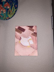 Duck with Bread Acrylic Painting on Canvas, Contemporary Art, Animals, Food
