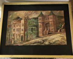 ANNA WILSON LISTED HOLLYWOOD CA ARTIST PAINTING ~ BUNKER HILL VICTORIAN HOUSES