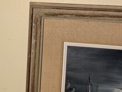 John Stancin Original Oil on Canvas Moonlit Harbor Seascape Painting Frame 27×23