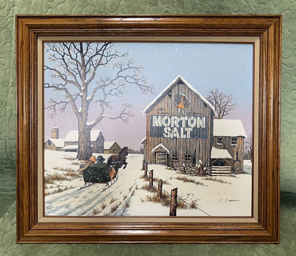 C. Carson Oil Painting, COA, Authenticated Morton Salt, 29 x 25