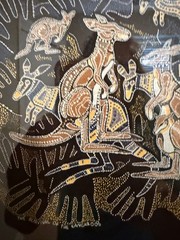 Vintage Danny Eastwood Dot Cloth Painting titled The Survival of the Kangaroos