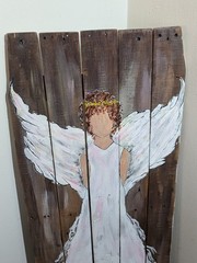 Large Rustic Folk Art Hope Angel With Wings – Angel Painting On Reclaimed Wood