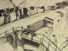E. E. German Crown (1910-c.2000) Pen Drawing: CAVA SCURA St ANGELO, ISCHIA