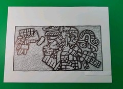 AZTEC ART WORK DEPICTIONS OF STONE CARVINGS IN MEXICO. 9″×11″inch.