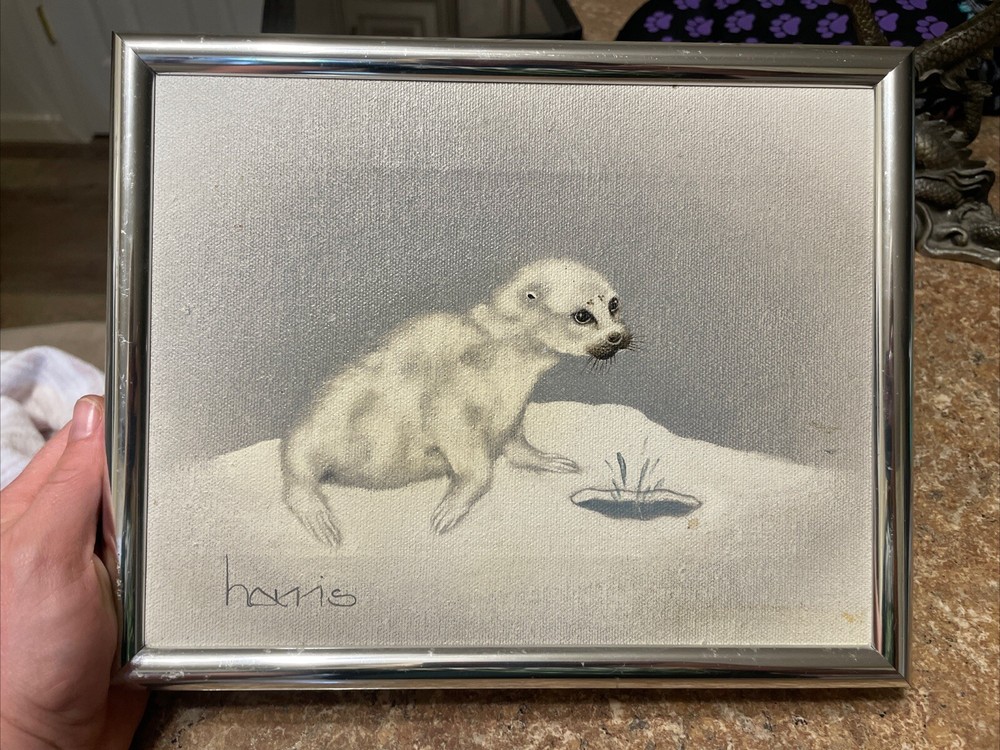 Peggy Harris Vintage Framed Oil Painting White Seal 8” X 10”
