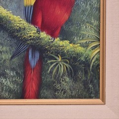 Mariel Chapot Oil Painting Scarlet Macaw On Branch Parrot Bird Framed Signed