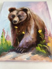 Bear Portrait, 8×10 inches, Original painting oil, Wall Art Decor, Birthday Gift