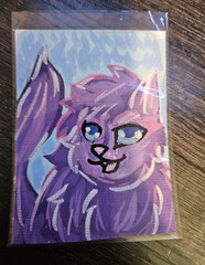 Small Abstract Cat Painting on Paper Animals Art Unframed Single Piece