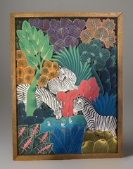 🔥Original E. Maxime Haitian Artist Signed Acrylic Painting Jungle Scene Framed
