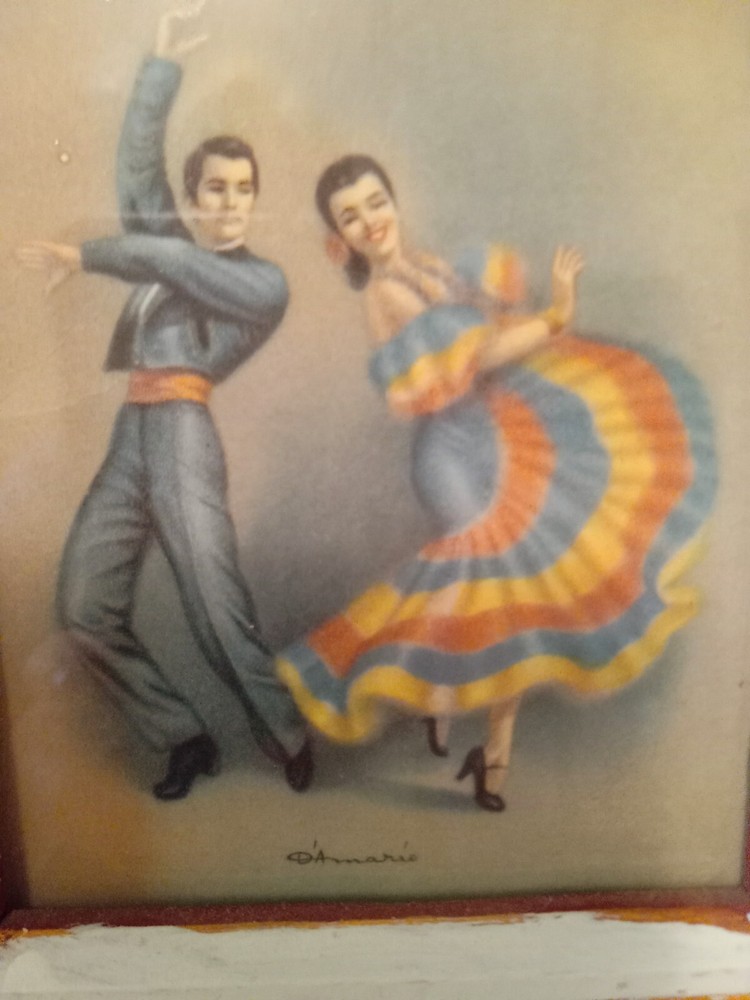 Vtg 40s D’Amario Flamenco Dancers Lithoprint