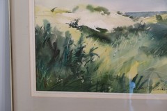 Vtg Cape Cod Dunes Watercolor Robert F. Calrow Signed Framed Matted HTF VGC
