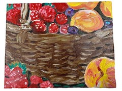 Fruit Basket, 8×10”, Acrylic/Canvas, Handmade, signed by the artist, COA