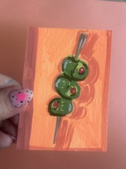 Aceo Original Painting Sawyer Crane Art OLIVE- Food- POP ART