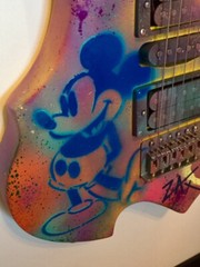 E.M.Zax-Pop Artist Original Painted Guitar-Signed by Artist-Wood Frame-C.O.A.