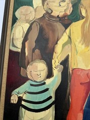MID CENTURY PAINTING MODERNIST LISTED BILL VOSS Cubist EXPRESSIONIST MAN WOMAN