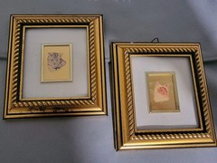 2 Vintage Italian Miniature 23kt Gold Leaf CAT Prints