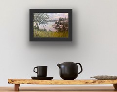 Original Oil Landscape Painting QUIET BEAUTY Trees River Sunset Small Wall Art
