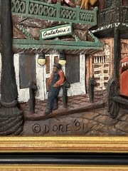 Vtg FramedHand Painted 3D Woodgraph Bourbon St New Orleans By Dore Skidmore 1991