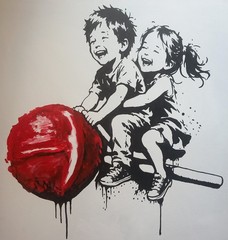 Original street art painting urban art canvas in Banksy style unique hand painted