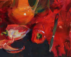 Oil painting Peppers Ukrainian painter Canvas Decor Unframed original Still Life