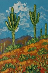Framed Arizona Landscape Saguaro Cacti Desert Mountain 4×6 Oil Painting Original