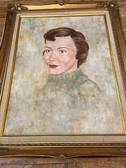 English Mid Century Framed Oil Painting Portrait of a Lady Signed by Bracciale