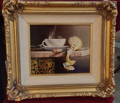 Gardner Museum Quality Still Life, Tea and Peeled Lemon, Mysterious, Unusual
