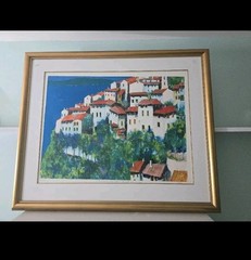 Bill Olendorf „Eze“ French Riviera Village Signed AP 15/25 Framed Lithograph