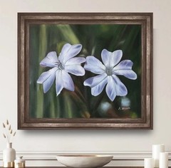 Original Signed White Lily Flower Painting Botanical Floral Art 20×24 Realism