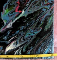 Abstract Fluid Pour Painting 8 X 8 Canvas Board Home Decor Art OOAK UV Reactive
