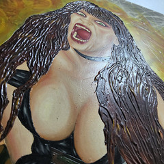 The Great Kat Original Portrait Painting 44×32 heavy metal guitarist guitar girl