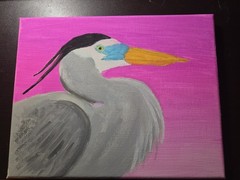 Heron Painting Acrylic On Canvas Original Art 8″ By 10″