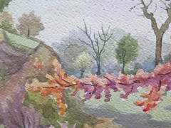 Old Painting Watercolor Landscape Emilia Countryside 38×26 CM P14