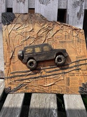 Painting Auto Leather Steam Punk Hardboard 19X21 inches Exclusive Original Hand