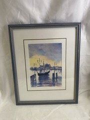Venice Italy Watercolor Painting Original Artwork Gondola Signed Framed Matted
